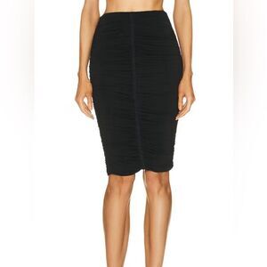 Givenchy Black Ruched Skirt. Black, high waisted, front embroidered midi 40 / 8